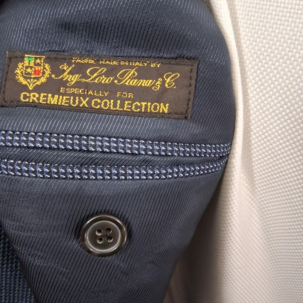 Cremieux Sport Coat Mens 46L Blue Birdseye Loro Piana Wool Blazer Double Vent
